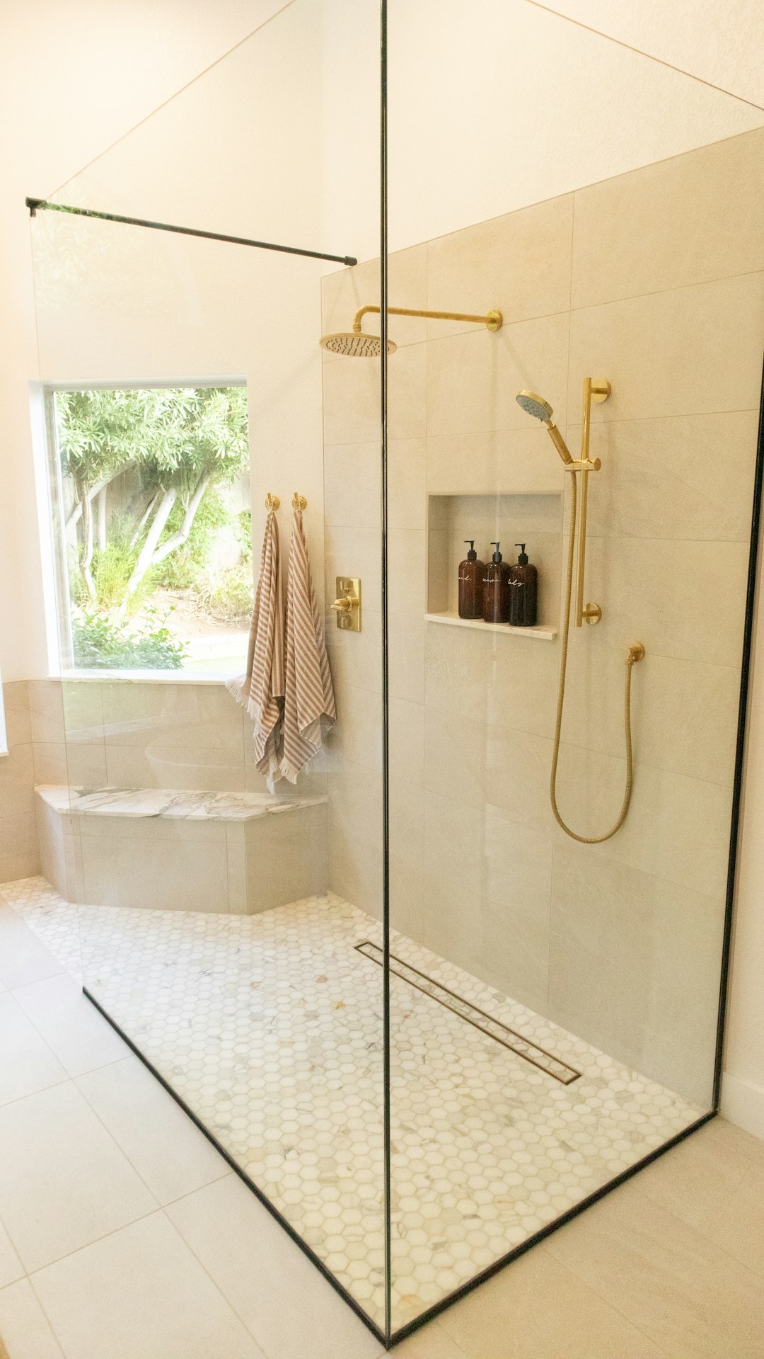 Caulking and grout in a shower